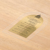 Islamitische Gouden Sierlijke Nikah Walima Moslim  Acryl Uitnodigingen (Laagn)