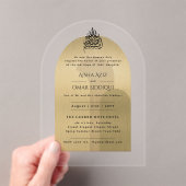 Islamitische Gouden Sierlijke Nikah Walima Moslim  Acryl Uitnodigingen (Insitu (Draagbaar))