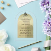 Islamitische Gouden Sierlijke Nikah Walima Moslim  Acryl Uitnodigingen (Insitu (Huwelijk))