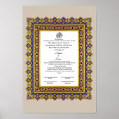 Islamitische grens ontwerp patroon Nikkah certific Poster (Voorkant)