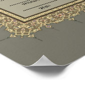 Islamitische Grijze Bloemgrens Nikkah certificaat Poster (Hoek)