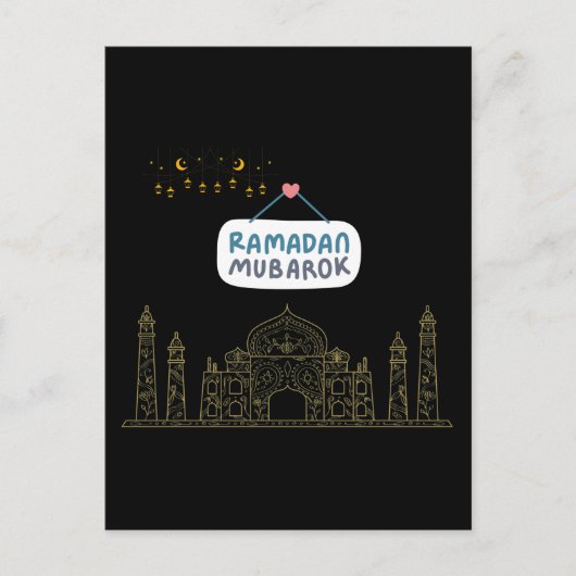 Islamitische Halve Maan Ramadan Kareem Typografisc Briefkaart (Voorkant)