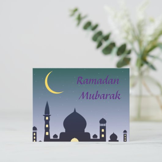 Islamitische Halve Maan Ramadan Kareem Typografisc Briefkaart (Staand voorkant)