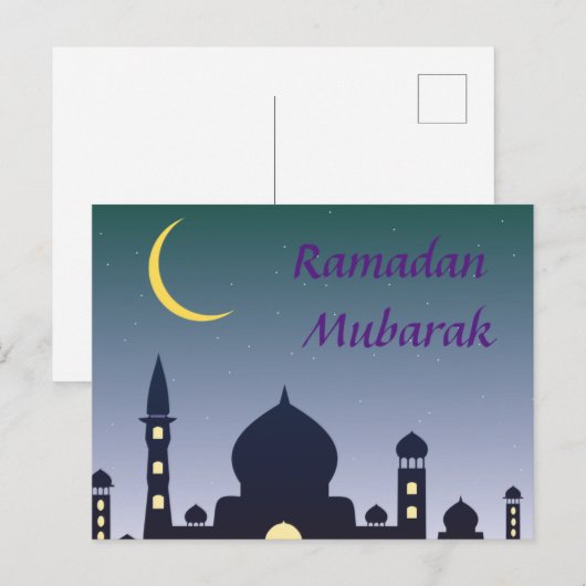 Islamitische Halve Maan Ramadan Kareem Typografisc Briefkaart (Voorkant / Achterkant)