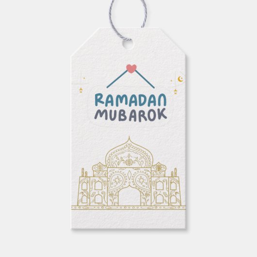 Islamitische Halve Maan Ramadan Kareem Typografisc Cadeaulabel (Voorkant)