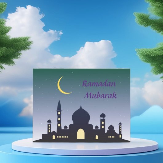 Islamitische Halve Maan Ramadan Kareem Typografisc Feestdagenkaart
