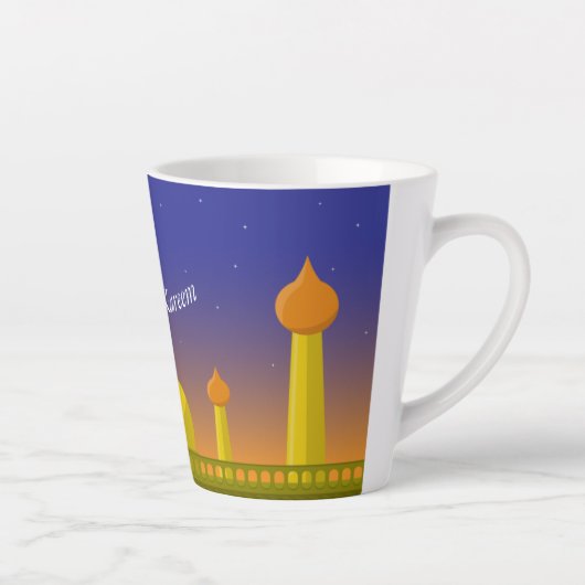 Islamitische Halve Maan Ramadan Kareem Typografisc Latte Mok (Rechts)