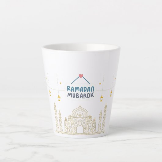 Islamitische Halve Maan Ramadan Kareem Typografisc Latte Mok (Voorkant)