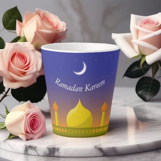 Islamitische Halve Maan Ramadan Kareem Typografisc Latte Mok