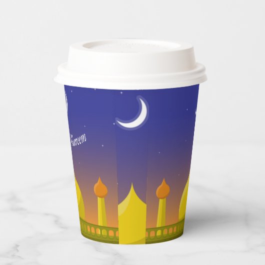 Islamitische Halve Maan Ramadan Kareem Typografisc Papieren Bekers (Links)
