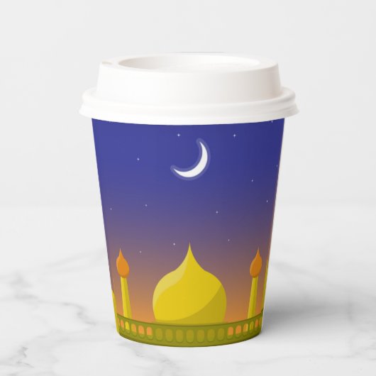 Islamitische Halve Maan Ramadan Kareem Typografisc Papieren Bekers (Achterkant)