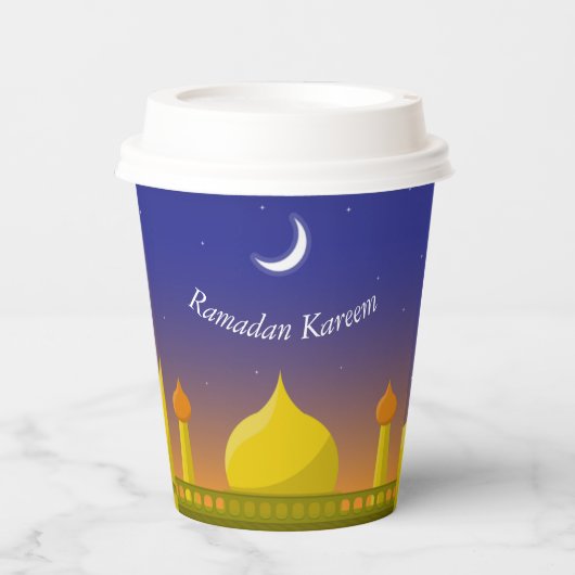 Islamitische Halve Maan Ramadan Kareem Typografisc Papieren Bekers (Voorkant)