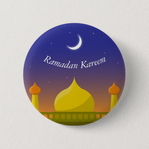 Islamitische Halve Maan Ramadan Kareem Typografisc Ronde Button 5,7 Cm