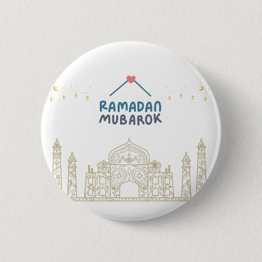 Islamitische Halve Maan Ramadan Kareem Typografisc Ronde Button 5,7 Cm (Voorkant)