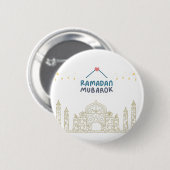 Islamitische Halve Maan Ramadan Kareem Typografisc Ronde Button 5,7 Cm (Voorkant /achterkant)
