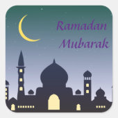Islamitische Halve Maan Ramadan Kareem Typografisc Vierkante Sticker (Voorkant)