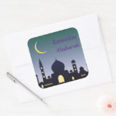 Islamitische Halve Maan Ramadan Kareem Typografisc Vierkante Sticker (Envelop)