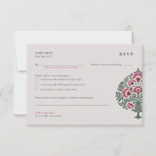 Islamitische Huwelijks RSVP Kaart – Zachte-Grijs M