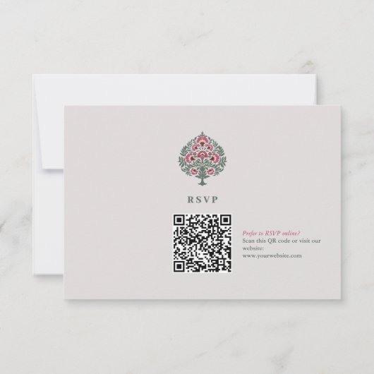 Islamitische Huwelijks RSVP Kaart – Zachte-Grijze (Achterkant)