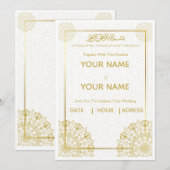 Islamitische huwelijksuitnodiging Gold Bismillah A Kaart (Voorkant / Achterkant)