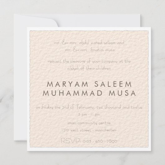 Islamitische kalligrafie Islam paper bruiloft verl Kaart (Achterkant)