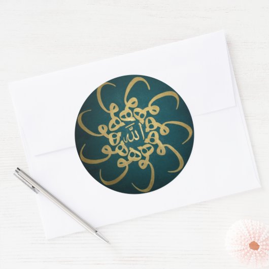 Islamitische kalligrafie ronde sticker (Envelop)