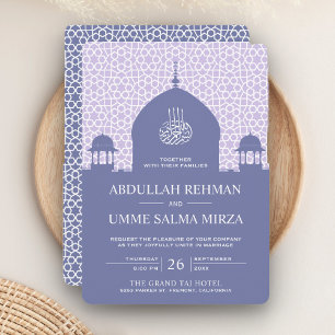 Islamitische Koepel Pastel Paars Moslim Bruiloft Kaart