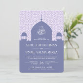 Islamitische Koepel Pastel Paars Moslim Bruiloft Kaart (Staand voorkant)