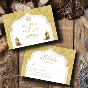 Islamitische Koninklijke Gouden Damask Moslim Huwe RSVP Kaartje