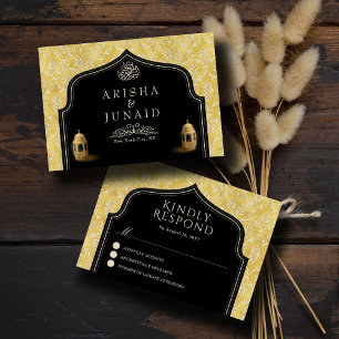 Islamitische Koninklijke Gouden Damask Moslim Huwe RSVP Kaartje
