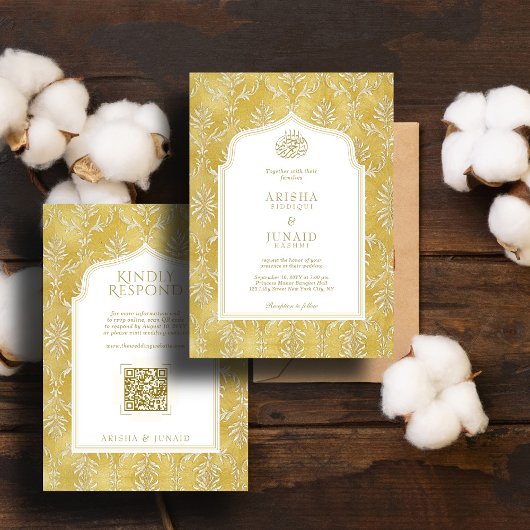 Islamitische & Koninklijke Gouden Damask Moslim QR Kaart