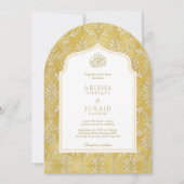 Islamitische Koninklijke Gouden Damast Moslim QR B Kaart (Voorkant)