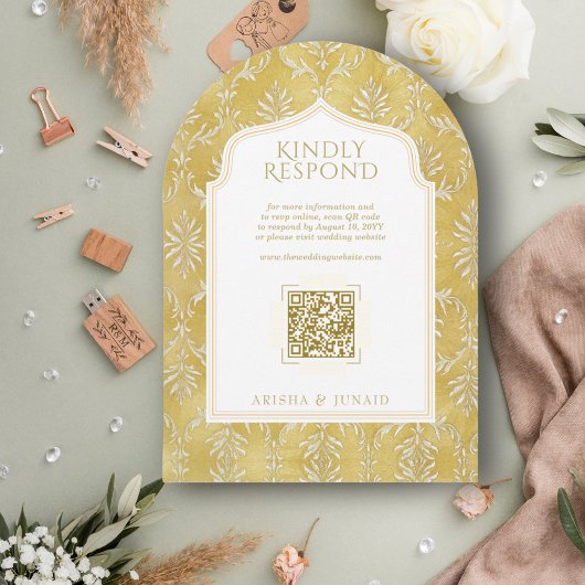 Islamitische Koninklijke Gouden Damast Moslim QR B Kaart