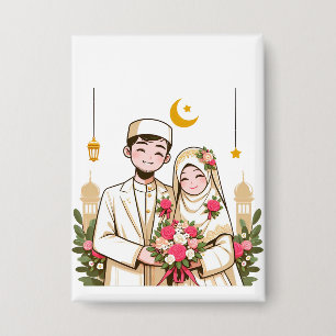 Islamitische kunst Nikah islamitische bruidegom en Button