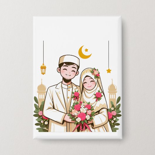 Islamitische kunst Nikah islamitische bruidegom en Button (Voorkant)