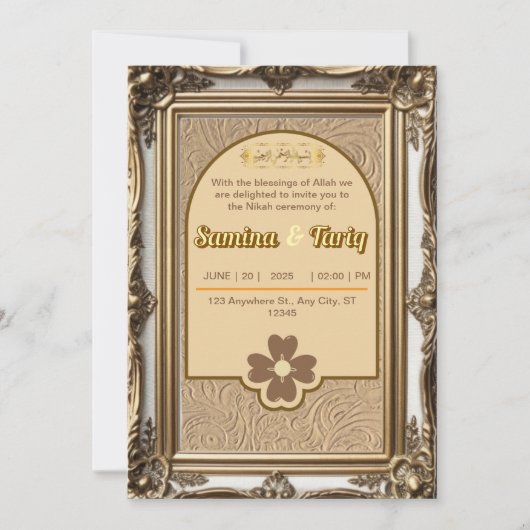 Islamitische kunst Nikah Moslim bruiloft uitnodigi Kaart (Voorkant)