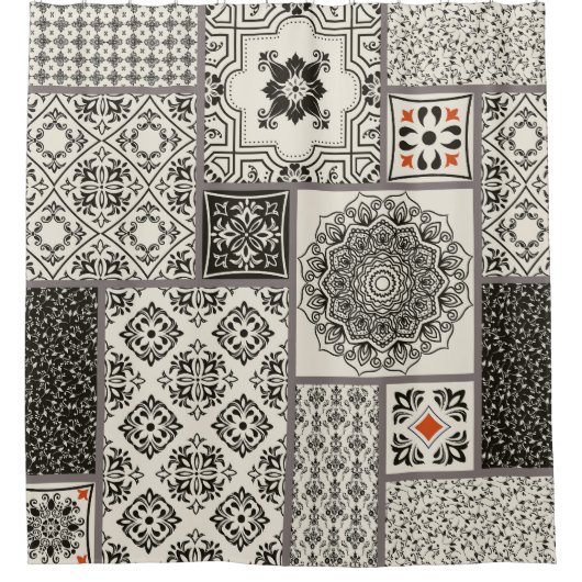 Islamitische Majolica Pottery Tegel Pattern Douchegordijn (Voorkant)