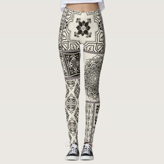 Islamitische Majolica Pottery Tegel Pattern Leggings (Voorkant)