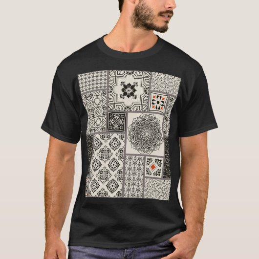 Islamitische Majolica Pottery Tegel Pattern T-shirt (Voorkant)