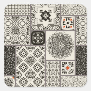 Islamitische Majolica Pottery Tegel Pattern Vierkante Sticker