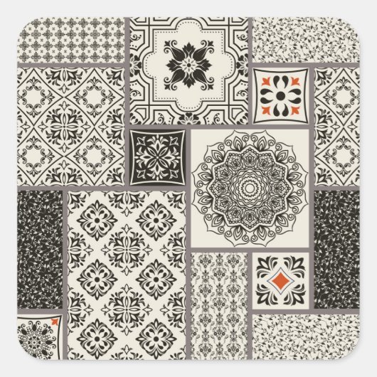 Islamitische Majolica Pottery Tegel Pattern Vierkante Sticker (Voorkant)