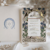 Islamitische marine blauw bruiloft Art Nouveau Muc Folie Uitnodiging