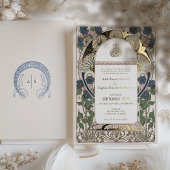 Islamitische marine blauw bruiloft Art Nouveau Muc Folie Uitnodiging