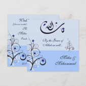 Islamitische mashaAllah blauwe bruiloft / verlovin Kaart (Voorkant / Achterkant)
