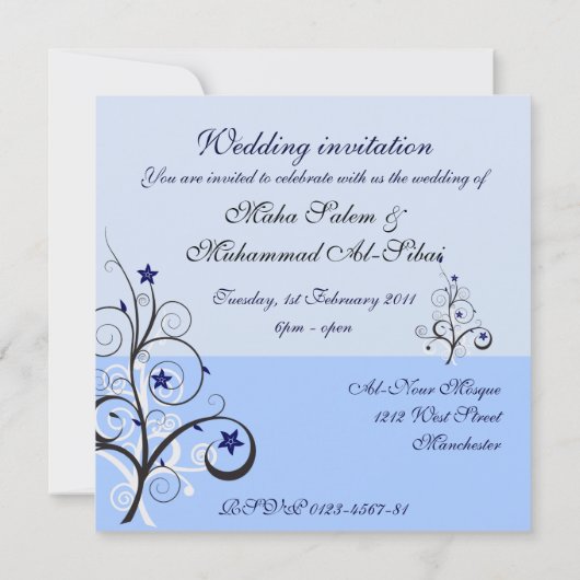 Islamitische mashaAllah blauwe bruiloft / verlovin Kaart (Achterkant)
