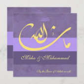 Islamitische mashaAllah paarse bruiloft / verlovin Kaart (Voorkant / Achterkant)