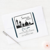 Islamitische Moskee Silhouet Bruiloft Save The Dat Vierkante Sticker (Envelop)