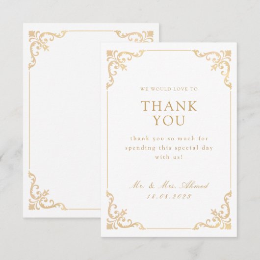 Islamitische Moslim Gouden Bruiloft Bedankkaart (Voorkant / Achterkant)
