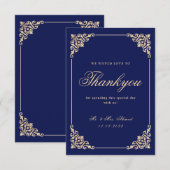 Islamitische moslim marine blauwe bruiloft dank u  bedankkaart (Voorkant / Achterkant)