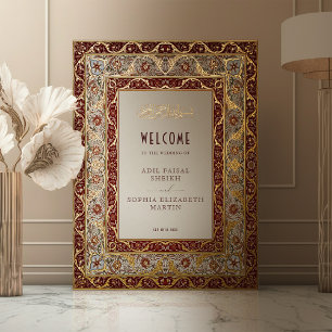 Islamitische Moslim Ruby Rood Welkomstbord Bruilof Folie Afdrukken